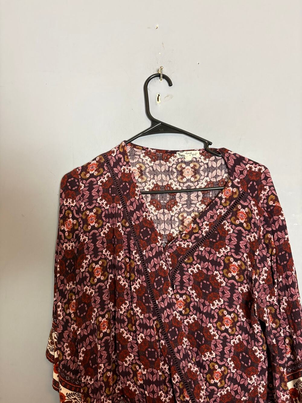 About A Girl Womens Floral Blouse Cropped Open Front Rayon XL